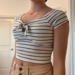 super cute black and white top with tie